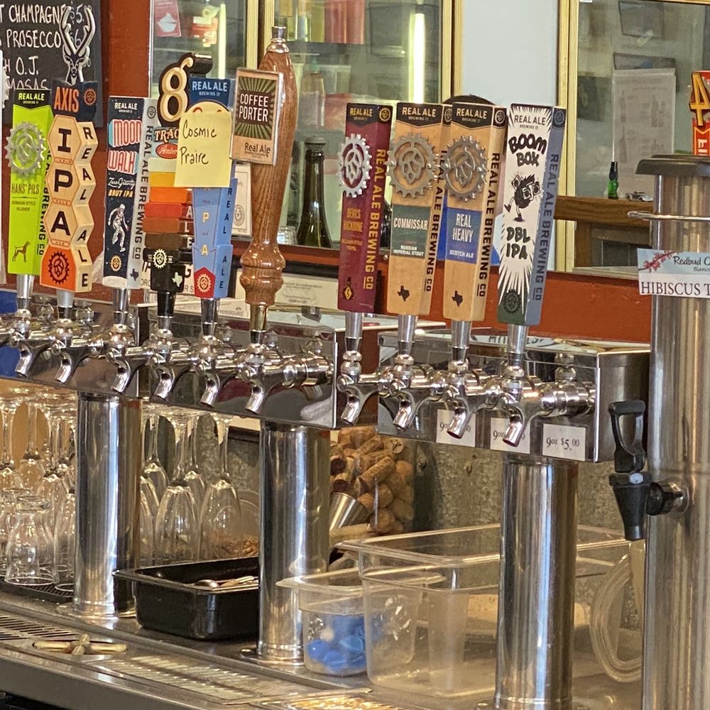 Redbud Cafe - a row of beer taps - Cafes Near Me - Blanco, Texas Redbud Cafe - a row of beer taps - Cafes Near Me - Blanco, Texas