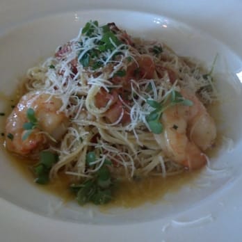Trevi 5 - RW: Capellini Pasta with Garlic Shrimp, Roma Tomatoes, Shallots, Fresh Basil, Pecorino Romano and White Wine Olive Oil Sauce - Italian Near Me - Hershey, Pennsylvania