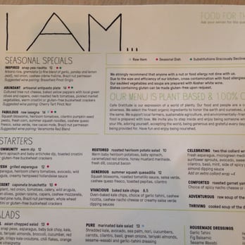 Cafe Gratitude - the menu, obvi. - Vegan Near Me - Venice, California