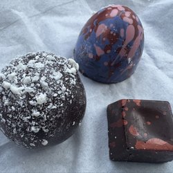 Lolli and Pops - Dark Chocolate Rum (left), Hazelnut (right) and Stardust Berry (top) - All mediocre at best chocolate