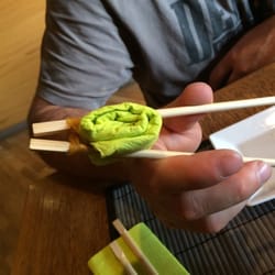 Matsu Sushi - "Automatic" chopsticks the waitress made for my friend. LOL