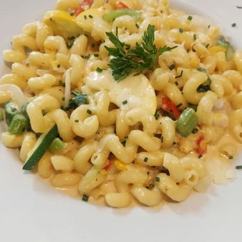 White Duck Brew Pub - Vegetarian special of the day - sautéed veg with cavitappi in parmesan cream sauce - New American Near Me - Winthrop, Maine White Duck Brew Pub - Vegetarian special of the day - sautéed veg with cavitappi in parmesan cream sauce - New American Near Me - Winthrop, Maine