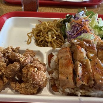 Okazya Kitchen - Saturday lunch special. I couldn't wait and I ate the eggroll. Pretend it's there in the upper left compartment! - Japanese Near Me - Fullerton, California Okazya Kitchen - Saturday lunch special. I couldn't wait and I ate the eggroll. Pretend it's there in the upper left compartment! - Japanese Near Me - Fullerton, California