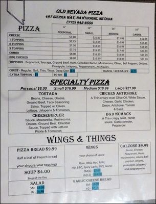 Menu photo 3 Old Nevada Pizza Hawthorne, NV Menu photo 3 Old Nevada Pizza Hawthorne, NV