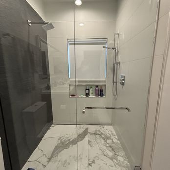 Top Notch Builders - master bath remodel with the pattern of the tile that Eric hand selected. The Grout lines are perfect. He exceeded any expectations. - General Contractors Near Me - Mission Viejo, California