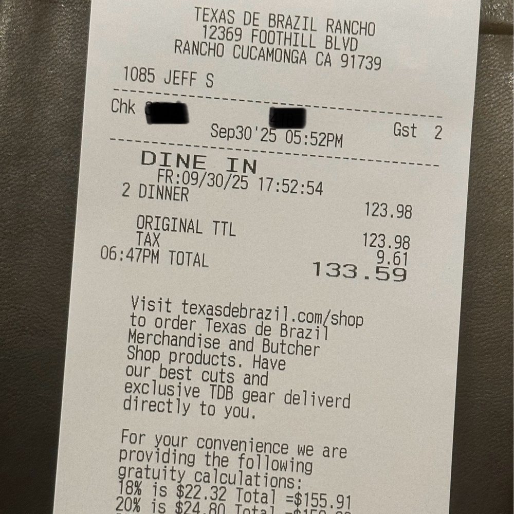 Texas de Brazil - $61.99 per adult dinner - 09/30/25 - Brazilian Near Me - Rancho Cucamonga, California Texas de Brazil - $61.99 per adult dinner - 09/30/25 - Brazilian Near Me - Rancho Cucamonga, California