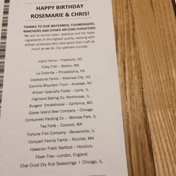 Devon Seafood & Steak - So nice special menu with the birthday boy and girl names on it! - Seafood Near Me - Oakbrook Terrace, Illinois