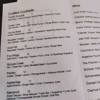 TWO60 Kitchen + Bar - Cocktail menu as of 01.29.22 - New American Near Me - Fairfield, California