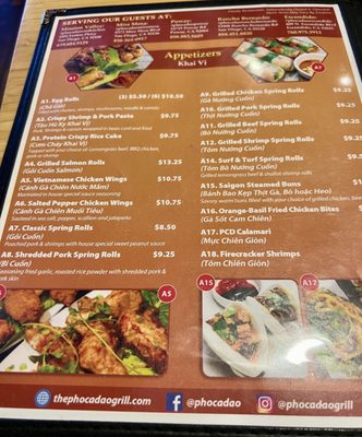 Menu photo 8 Phở Ca Dao Poway, CA