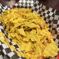 Aztec Lanes - The lower layer of our $10 nachos.  the lanes on the west side of town have WAY better nachos in case you were wondering.