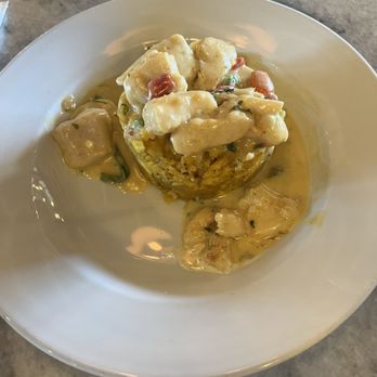 Cinco Restaurant - Mero ( grouper) Morongo with creamy garlic sauce - Puerto Rican Near Me - Aguadilla, Puerto Rico