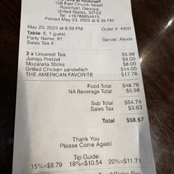 The Rails at Rockmart Bar and Grill - $17.76 for a baby hamburger