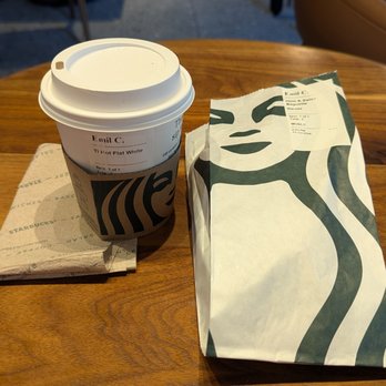 Starbucks - Tall flat white, ham & Swiss on baguette - Coffee & Tea Near Me - Williston, Vermont Starbucks - Tall flat white, ham & Swiss on baguette - Coffee & Tea Near Me - Williston, Vermont
