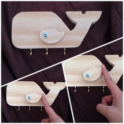 Side Street Projects - Keyholder shaped like a whale with a moving fin!