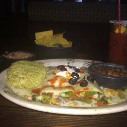 Veggie enchilada and a Bloody Mary which is $5 on Sunday (drink) Veggie enchilada and a Bloody Mary which is $5 on Sunday (drink)