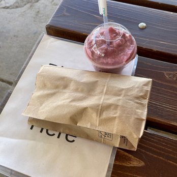 Fahrenheit Coffee Roaster - Lunch burrito and strawberry smoothie - Cafes Near Me - Mancos, Colorado