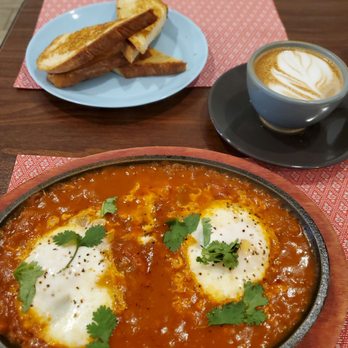 Yafa Cafe - shakshuka and a cappuccino... delicious! - Cafes Near Me - Brooklyn, New York