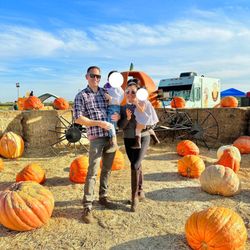Bobby Dazzler's Pumpkin Patch and Christmas Trees - Baby loved the big pumpkins in this area