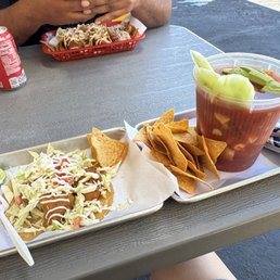 Shrimp taco and shrimp and pulpo ceviche Shrimp taco and shrimp and pulpo ceviche
