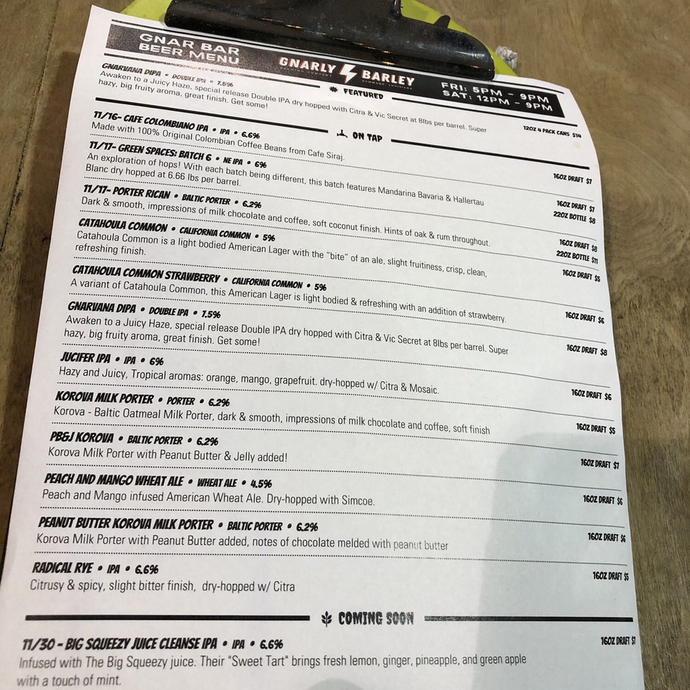 Gnarly Barley Brewing - Today's beers - Breweries Near Me - Hammond, Louisiana Gnarly Barley Brewing - Today's beers - Breweries Near Me - Hammond, Louisiana