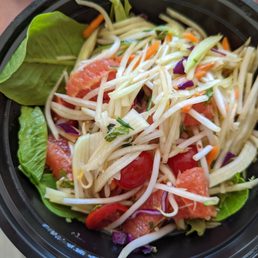 Papaya salad with spring mix. Papaya on top and mix spring in the bottom. Not suggesting to order this. Papaya salad with spring mix. Papaya on top and mix spring in the bottom. Not suggesting to order this.