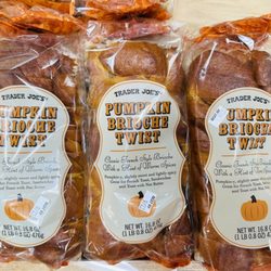 Trader Joe's - Pumpkin Brioche Twist bread $4.99 for a tad more than a pound