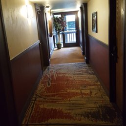 Door to outside was not locked... the place was clean.  But not exactly cheery.