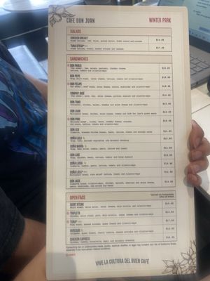 Menu photo 2 Cafe Don Juan Winter Park, FL