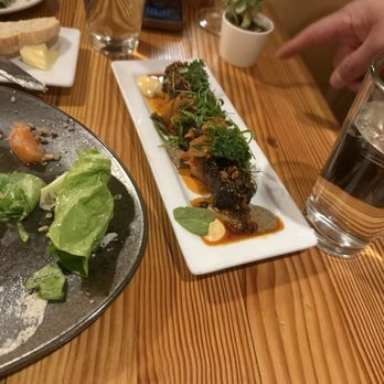 Farm & Table - Pork belly appetizer with kimchi sauce - New American Near Me - Albuquerque, New Mexico