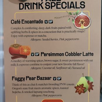 Roseline Coffee - Fall Drink Specials OCT 2026 - Coffee & Tea Near Me - Portland, Oregon