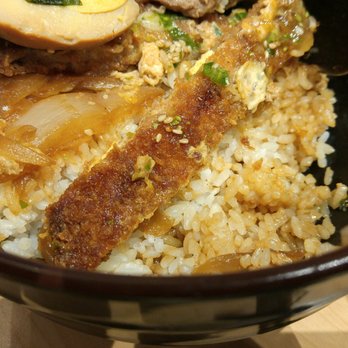 Donburi - Pork Katsu: HORRIBLE, stay away. Soagy skin, tough meat, tasteless (just salty). Egg not included - Japanese Near Me - Markham, Ontario Donburi - Pork Katsu: HORRIBLE, stay away. Soagy skin, tough meat, tasteless (just salty). Egg not included - Japanese Near Me - Markham, Ontario