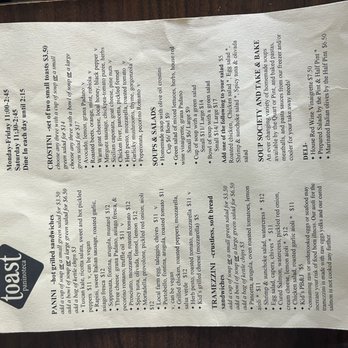 Toast - Menu - Sandwiches Near Me - Durham, North Carolina