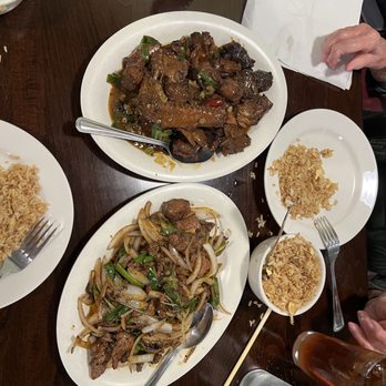 Five Spice Asian Cuisine - Spicy Duck top, Lamb and onions bottom - Chinese Near Me - Boulder, Colorado Five Spice Asian Cuisine - Spicy Duck top, Lamb and onions bottom - Chinese Near Me - Boulder, Colorado