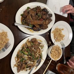 Spicy Duck top, Lamb and onions bottom