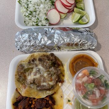 Pinches Tacos Al Carbon - Carne asada burrito, green chili and al pastor taco. - Mexican Near Me - Phoenix, Arizona Pinches Tacos Al Carbon - Carne asada burrito, green chili and al pastor taco. - Mexican Near Me - Phoenix, Arizona