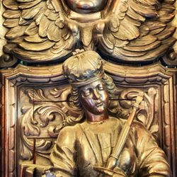 Vermont History Museum - Portion of the central panel of the Clement Clock that is on display at the museum.