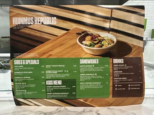 Menu photo 2 Hummus Republic Stockton, CA