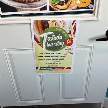 Frida's Cantina - Thursday Specials - the list of meat choices is impressive!! - Mexican Near Me - Bangor, Michigan Frida's Cantina - Thursday Specials - the list of meat choices is impressive!! - Mexican Near Me - Bangor, Michigan