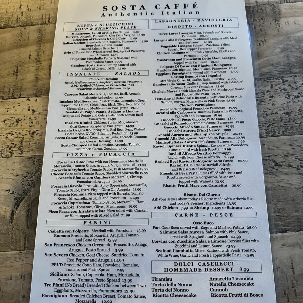 Sosta Caffé - Menu - Italian Near Me - Pembroke Pines, Florida Sosta Caffé - Menu - Italian Near Me - Pembroke Pines, Florida