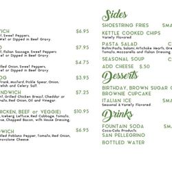 Gianna's Italian Beef - Menu (from website).