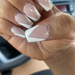 Cuticles aren't even pushed back , acrylic is on my finger .