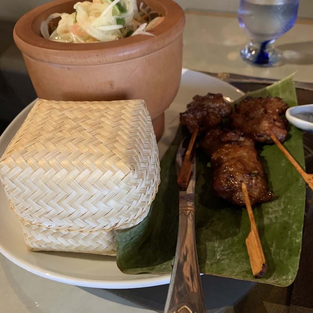 Thai Monkey - Papaya salad combo with sticky rice and grilled pork - Thai Near Me - Roanoke, Texas