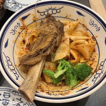 XIBEI Eatery - Beef Short Rib Oil Splashed Hand-Pulled Noodles- 7.5/10 noodles are chewy and long af, not spicy at all, meat is fall off the bone tender - Chinese Near Me - Santa Ana, California