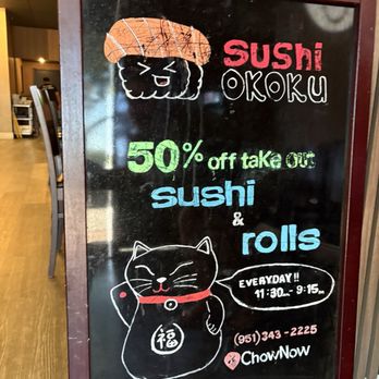 Sushi Okoku - 50% off 11:30am to 9:15pm EVERYDAY! - Sushi Bars Near Me - Riverside, California Sushi Okoku - 50% off 11:30am to 9:15pm EVERYDAY! - Sushi Bars Near Me - Riverside, California