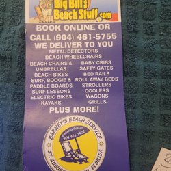 Big Bills Beach Stuff & Baby Crib Rentals - The business pamphlet