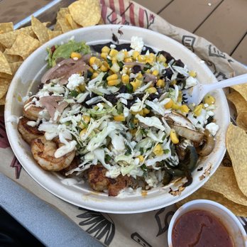 Tijuana Flats - Garlic Lime Shrimp Bowl with Chips & Handmade Salsa - Mexican Near Me - Ft. Walton Beach, Florida