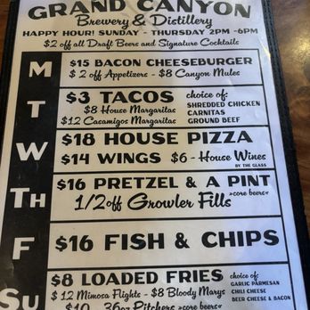 Grand Canyon Brewing + Distillery - Weekly specials - American Near Me - Williams, Arizona