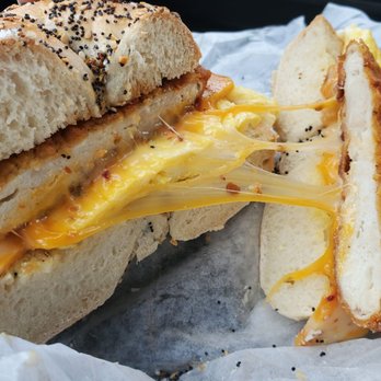 Goldberg's Bagels - Mother Clucker on an Everything Bagel - Bagels Near Me - West Hartford, Connecticut Goldberg's Bagels - Mother Clucker on an Everything Bagel - Bagels Near Me - West Hartford, Connecticut