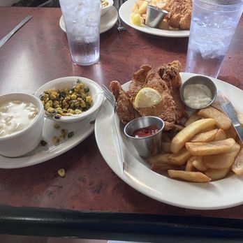 Kith Social - Fish and chips with elote and Mac and cheese as sides. - American Near Me - Cleveland, Tennessee Kith Social - Fish and chips with elote and Mac and cheese as sides. - American Near Me - Cleveland, Tennessee