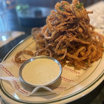 Culpepper Cattle - Crispy onion strings $11.49 - huge portion; could feed 3-4 people. The buttermilk ranch wasn't Wingstop's but still delicious! - Steakhouses Near Me - Dallas, Texas